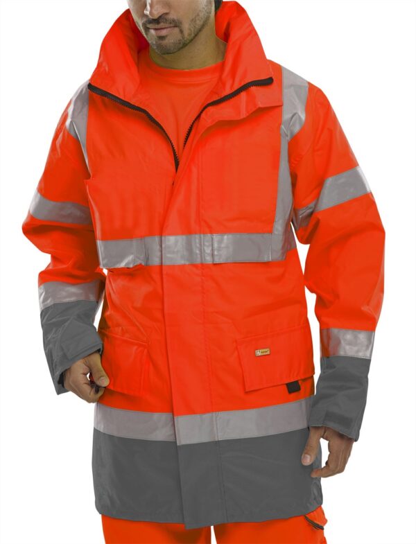 Beeswift Two Tone Breathable Traffic Jacket Red/Grey