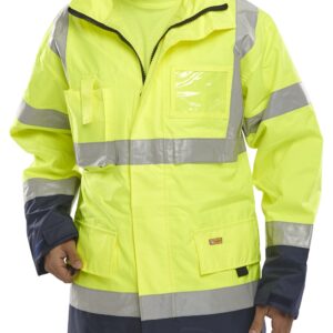 Beeswift Two Tone Breathable Traffic Jacket Saturn Yellow/Navy