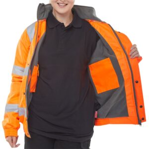 BeeSwift High Visibility Fleece Lined Bomber Jacket Orange