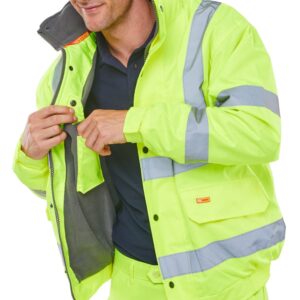 BeeSwift High Visibility Fleece Lined Bomber Jacket Saturn Yellow