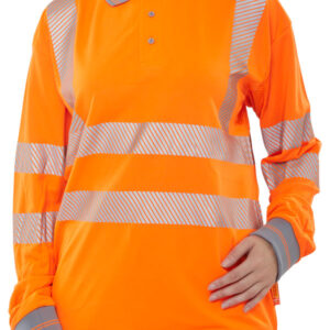 B-Seen Hi-Viz Executive Long Sleeve Polo Orange