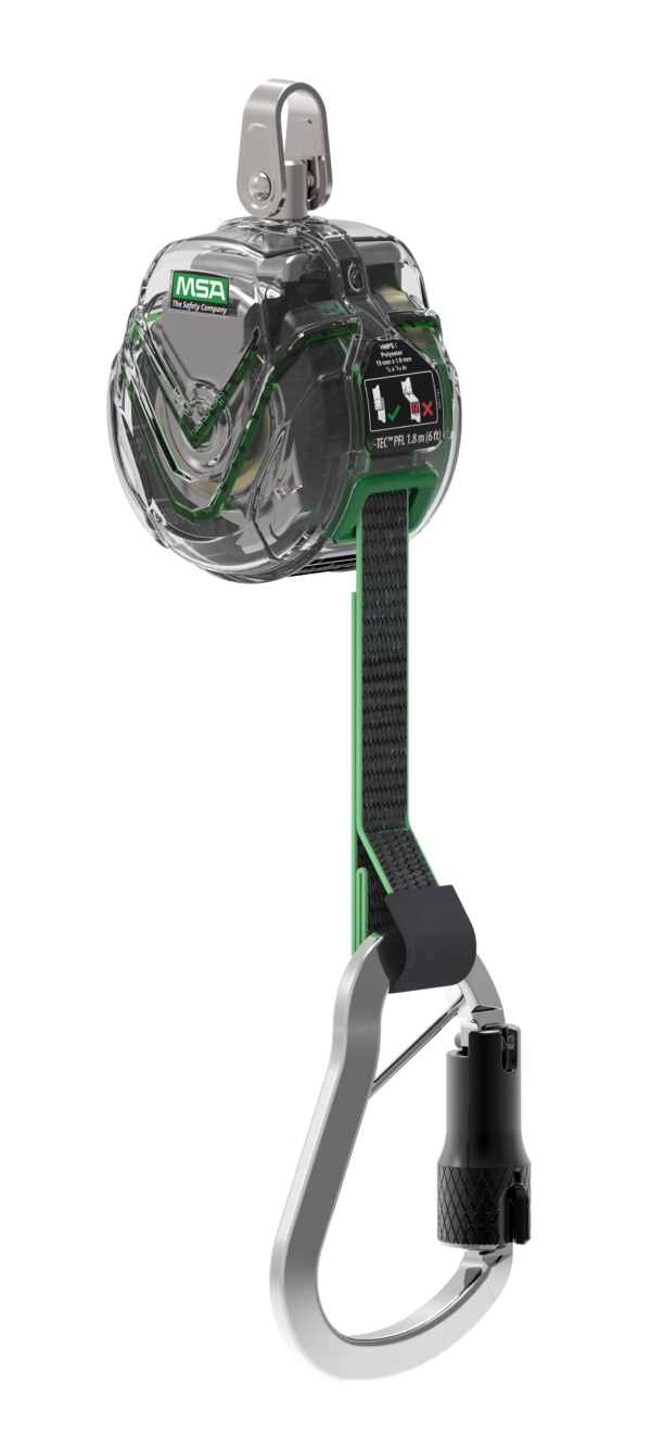 MSA V-TEC Mini PFL, 1.8m, Webbing, Single-Leg, Twist-Lock Carabiners